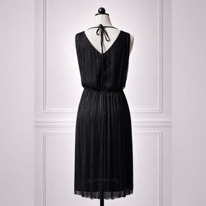 Worthington Black Sleeveless V-Neck Midi Dress with Subtle Sheen